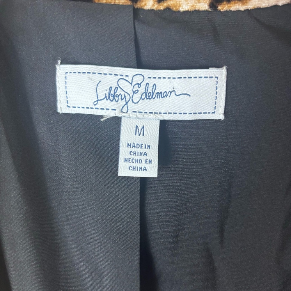 Libby Edelman Leopard Print Faux Fur Notch Collar Blazer Size Medium - Picture 6 of 8